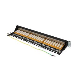 PATCH PANEL 24 PORT 1U 19" CAT.7 FTP WITH CABLE ORGANIZER SHIELDED BLACK LANBERG