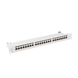 PATCH PANEL 24 PORT 1U 19" CAT.7 FTP WITH CABLE ORGANIZER SHIELDED GREY LANBERG