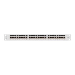 PATCH PANEL 24 PORT 1U 19" CAT.7 FTP WITH CABLE ORGANIZER SHIELDED GREY LANBERG