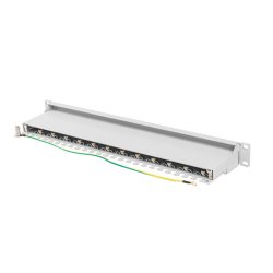PATCH PANEL 24 PORT 1U 19" CAT.7 FTP WITH CABLE ORGANIZER SHIELDED GREY LANBERG