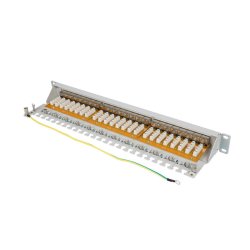 PATCH PANEL 24 PORT 1U 19" CAT.7 FTP WITH CABLE ORGANIZER SHIELDED GREY LANBERG