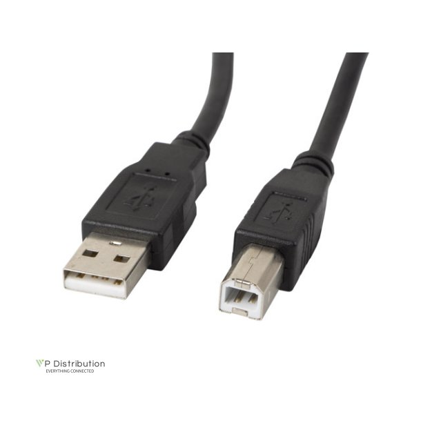 USB-A(M)->USB-B(M) 2.0 CABLE 1M BLACK LANBERG