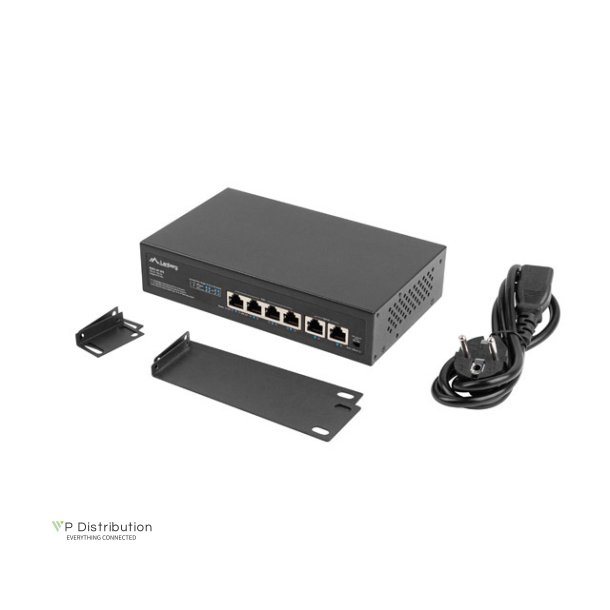 SWITCH LANBERG 4X 100MB POE+/2X 100MB UNMANAGED RACK 10"/19" FAST ETHERNET 60W