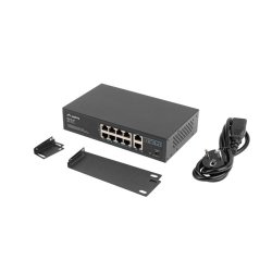 SWITCH LANBERG 8X 100MB POE+/2X 1GB UNMANAGED RACK 10"/19" GIGABIT ETHERNET 120W
