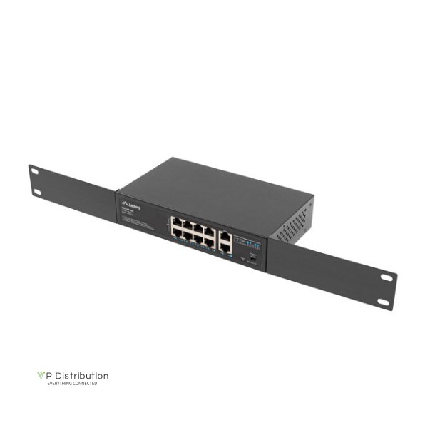 SWITCH LANBERG 8X 100MB POE+/2X 1GB UNMANAGED RACK 10"/19" GIGABIT ETHERNET 120W