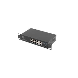 SWITCH LANBERG 8X 100MB POE+/2X 1GB UNMANAGED RACK 10"/19" GIGABIT ETHERNET 120W