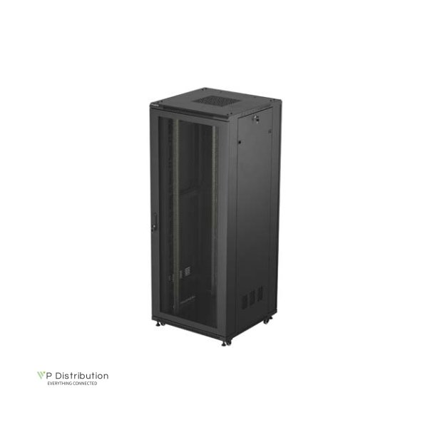 RACK CABINET 19" FREE-STANDING 42U/800X800 (FLAT PACK) WITH MESH DOOR BLACK LANBERG