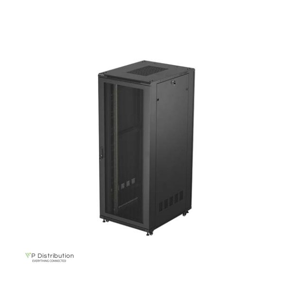 RACK CABINET 19" FREE-STANDING 42U/800X1000 (FLAT PACK) WITH MESH DOOR BLACK LANBERG