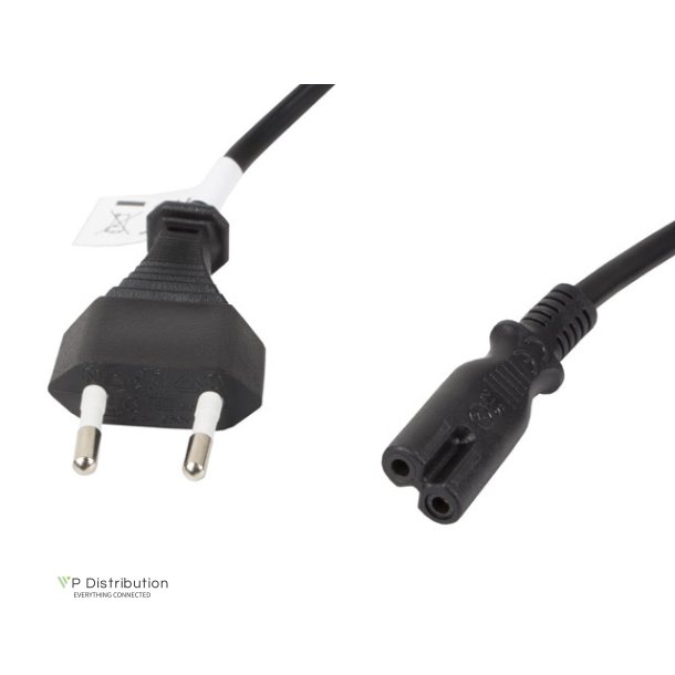 CEE 7/16->IEC 320 C7 EURO (RADIO) POWER CORD 3M VDE BLACK LANBERG