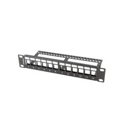 PATCH PANEL BLANK 12 PORT 1U WITH ORGANIZER FOR KEYSTONE MODULES BLACK LANBERG