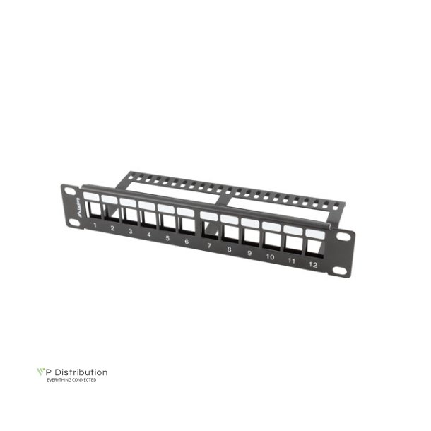 PATCH PANEL BLANK 12 PORT 1U WITH ORGANIZER FOR KEYSTONE MODULES BLACK LANBERG