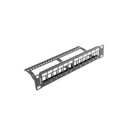 PATCH PANEL BLANK 12 PORT 1U WITH ORGANIZER FOR KEYSTONE MODULES BLACK LANBERG