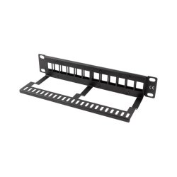 PATCH PANEL BLANK 12 PORT 1U WITH ORGANIZER FOR KEYSTONE MODULES BLACK LANBERG