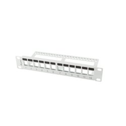 PATCH PANEL BLANK 12 PORT 1U WITH ORGANIZER FOR KEYSTONE MODULES GREY LANBERG