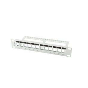 PATCH PANEL BLANK 12 PORT 1U WITH ORGANIZER FOR KEYSTONE MODULES GREY LANBERG
