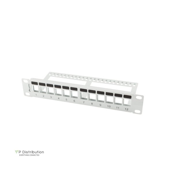 PATCH PANEL BLANK 12 PORT 1U WITH ORGANIZER FOR KEYSTONE MODULES GREY LANBERG