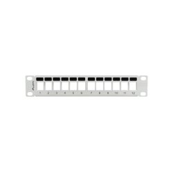 PATCH PANEL BLANK 12 PORT 1U WITH ORGANIZER FOR KEYSTONE MODULES GREY LANBERG