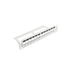 PATCH PANEL BLANK 12 PORT 1U WITH ORGANIZER FOR KEYSTONE MODULES GREY LANBERG