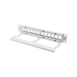 PATCH PANEL BLANK 12 PORT 1U WITH ORGANIZER FOR KEYSTONE MODULES GREY LANBERG