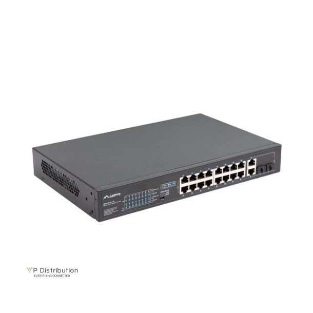 SWITCH LANBERG 16X 100MB POE+/2X 1GB/1X SFP UNMANAGED RACK 10" &amp; 19" GIGABIT ETHERNET 150W