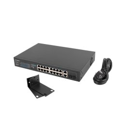 SWITCH LANBERG 16X 100MB POE+/2X 1GB/1X SFP RACK 19" UNMANAGED GIGABIT ETHERNET 250W