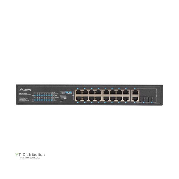 SWITCH LANBERG 16X 100MB POE+/2X 1GB/1X SFP RACK 19" UNMANAGED GIGABIT ETHERNET 250W