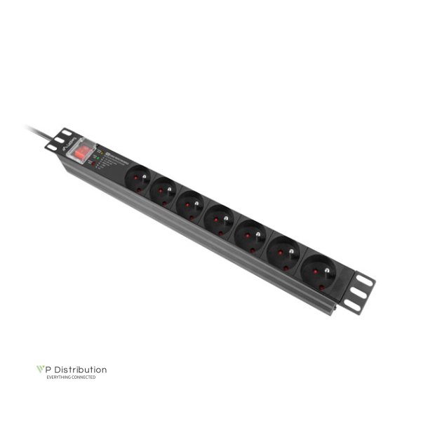 POWER DISTRIBUTION UNIT (PDU) PRO 19" LANBERG 1U 16A 2M 7X FRENCH OUTLETS SPD-3MP BLACK