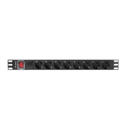 POWER DISTRIBUTION UNIT (PDU) 19" LANBERG 1U 16A 2M 8X SCHUKO OUTLETS BLACK