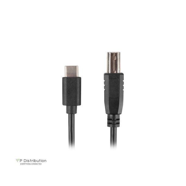 USB-C(M)->USB-B(M) 2.0 CABLE 3M BLACK LANBERG