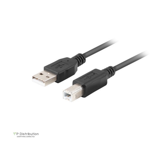 USB-A(M)->USB-B(M) 2.0 CABLE 1.8M BLACK FERRITE BOX LANBERG