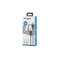 USB-A(M)->USB-B(M) 2.0 CABLE 1.8M BLACK FERRITE BOX LANBERG