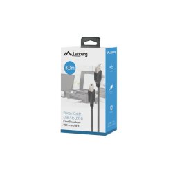 USB-A(M)->USB-B(M) 2.0 CABLE 3M BLACK FERRITE BOX LANBERG