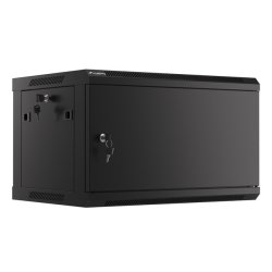 RACK CABINET 19" WALL-MOUNT 6U/600X450 (FLAT PACK) WITH METAL DOOR BLACK LANBERG