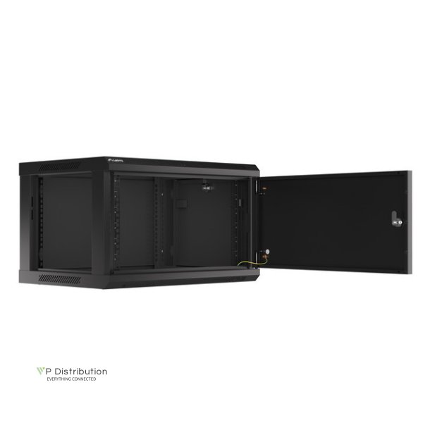 RACK CABINET 19" WALL-MOUNT 6U/600X450 (FLAT PACK) WITH METAL DOOR BLACK LANBERG