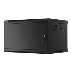 RACK CABINET 19" WALL-MOUNT 6U/600X450 (FLAT PACK) WITH METAL DOOR BLACK LANBERG
