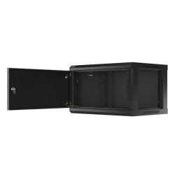 RACK CABINET 19" WALL-MOUNT 6U/600X450 (FLAT PACK) WITH METAL DOOR BLACK LANBERG