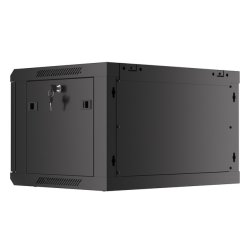 RACK CABINET 19" WALL-MOUNT 6U/600X450 (FLAT PACK) WITH METAL DOOR BLACK LANBERG