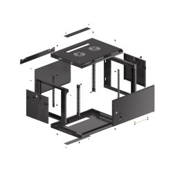 RACK CABINET 19" WALL-MOUNT 6U/600X450 (FLAT PACK) WITH METAL DOOR BLACK LANBERG
