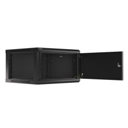 RACK CABINET 19" WALL-MOUNT 6U/600X600 (FLAT PACK) WITH METAL DOOR BLACK LANBERG
