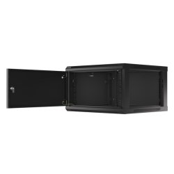 RACK CABINET 19" WALL-MOUNT 6U/600X600 (FLAT PACK) WITH METAL DOOR BLACK LANBERG