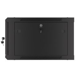 RACK CABINET 19" WALL-MOUNT 6U/600X600 (FLAT PACK) WITH METAL DOOR BLACK LANBERG