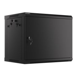 RACK CABINET 19" WALL-MOUNT 9U/600X450 (FLAT PACK) WITH METAL DOOR  BLACK LANBERG