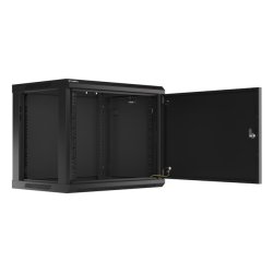 RACK CABINET 19" WALL-MOUNT 9U/600X450 (FLAT PACK) WITH METAL DOOR  BLACK LANBERG