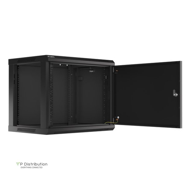 RACK CABINET 19" WALL-MOUNT 9U/600X450 (FLAT PACK) WITH METAL DOOR  BLACK LANBERG