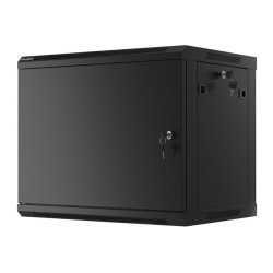 RACK CABINET 19" WALL-MOUNT 9U/600X450 (FLAT PACK) WITH METAL DOOR  BLACK LANBERG