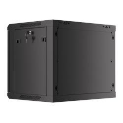 RACK CABINET 19" WALL-MOUNT 9U/600X450 (FLAT PACK) WITH METAL DOOR  BLACK LANBERG