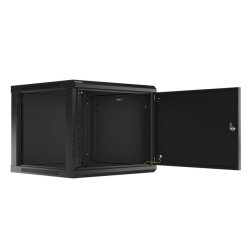 RACK CABINET 19" WALL-MOUNT 9U/600X600 (FLAT PACK) WITH METAL DOOR BLACK LANBERG