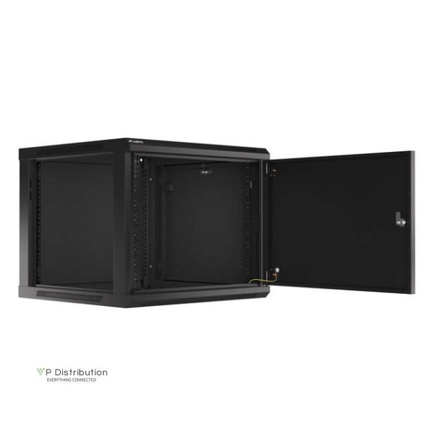 RACK CABINET 19" WALL-MOUNT 9U/600X600 (FLAT PACK) WITH METAL DOOR BLACK LANBERG