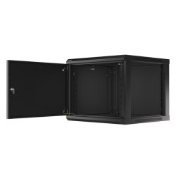 RACK CABINET 19" WALL-MOUNT 9U/600X600 (FLAT PACK) WITH METAL DOOR BLACK LANBERG