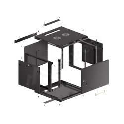 RACK CABINET 19" WALL-MOUNT 9U/600X600 (FLAT PACK) WITH METAL DOOR BLACK LANBERG